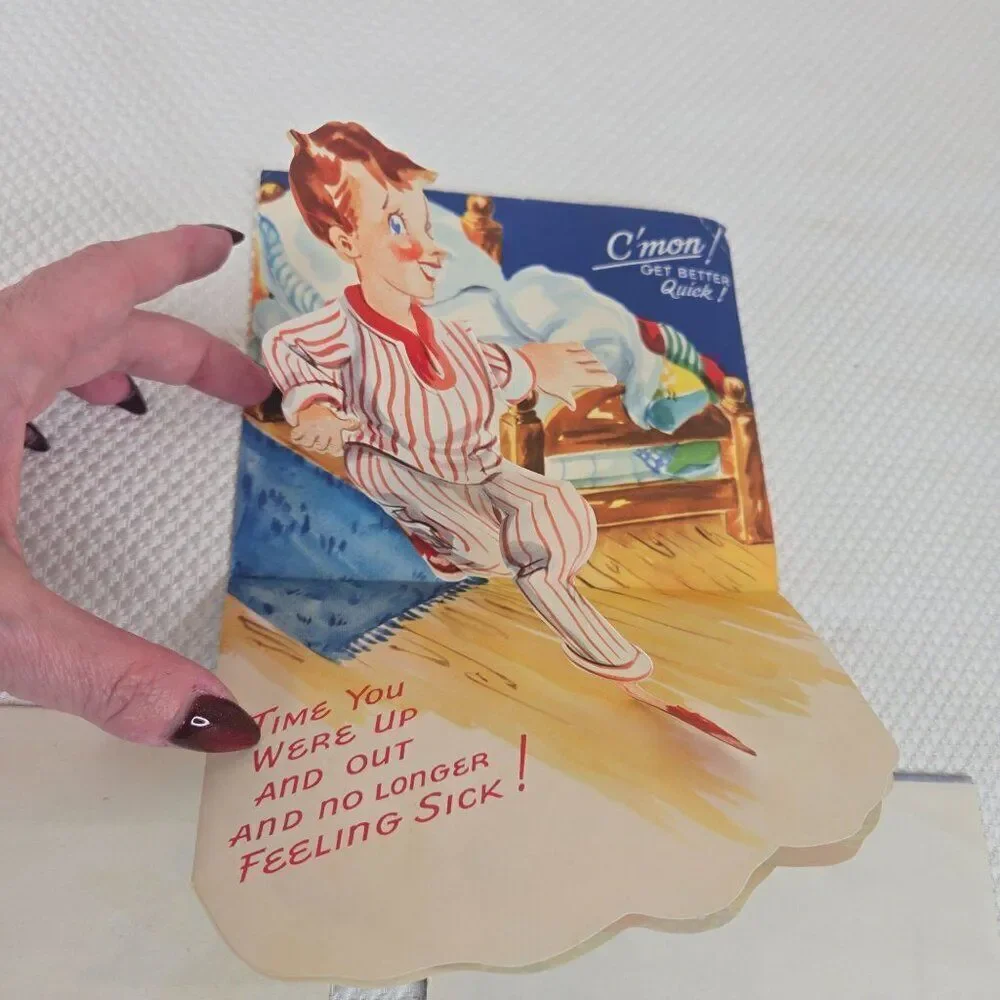 Vintage 40s Surprise Humorous Greetings Pop-Up Cards Lot Of 3